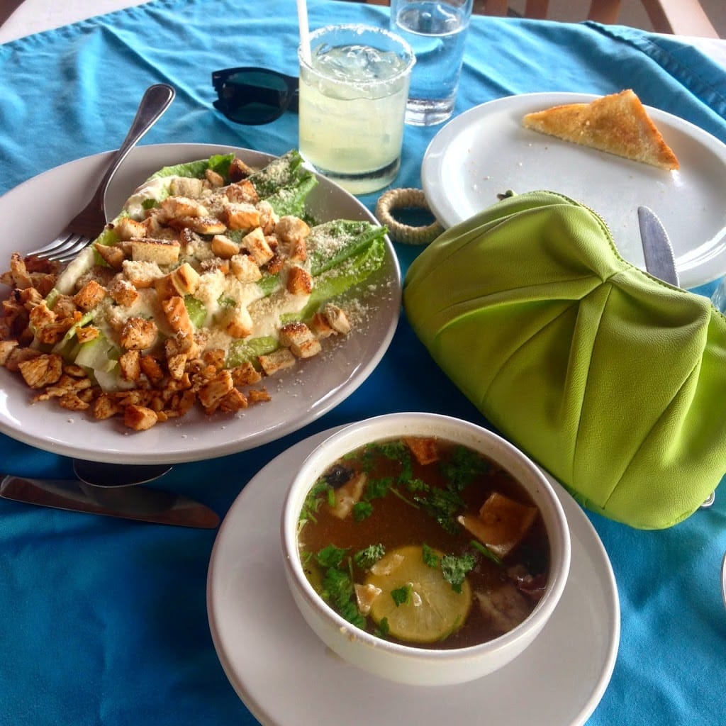 Mexican Chicken Lime Soup and salad at La Vista Azul Restaurant in Las Villas Akumal - Akumal, Mexico