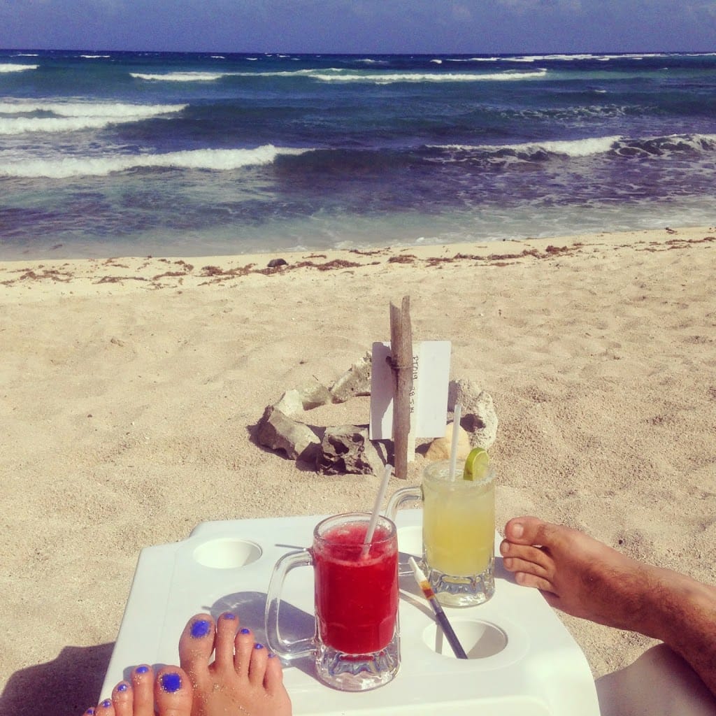 Sipping margaritas Chillin on the beach in Tulum, Mexico
