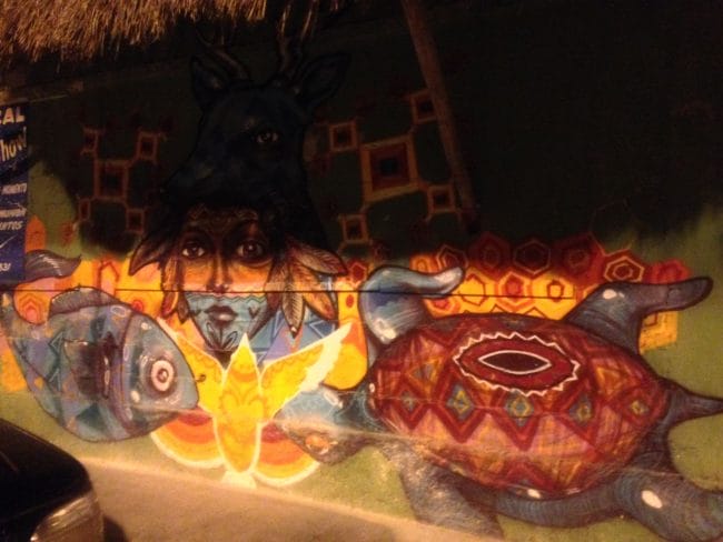 Turtle mural in downtown Tulum Mexico