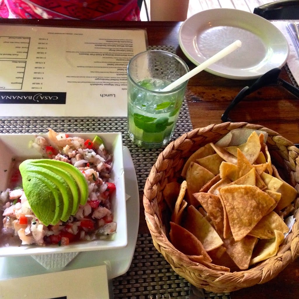 The best Ceviche ever and margaritas at Casa Banana in Tulum Mexico