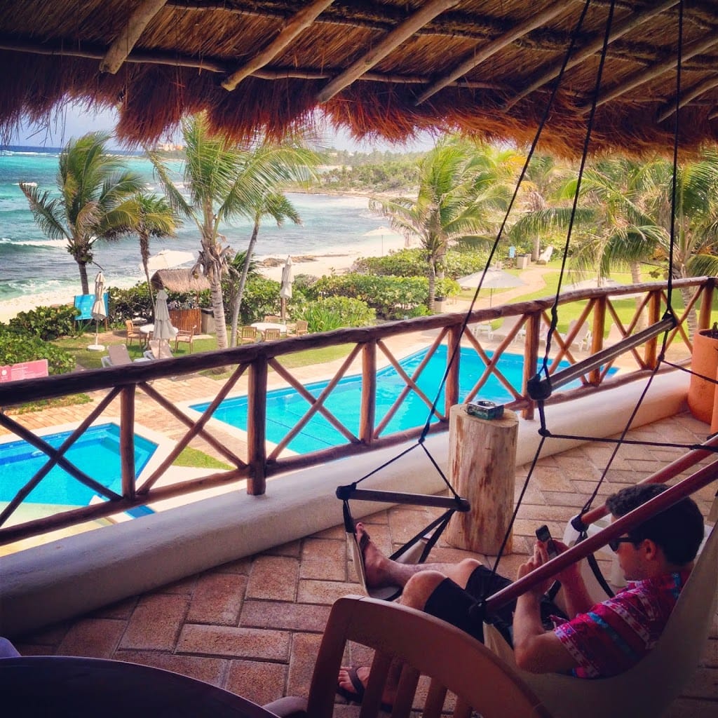 In the balcony of our villa in Tulum, Mexico - Gorgeous Beach and Turquoise Waters of Caribbean Sea