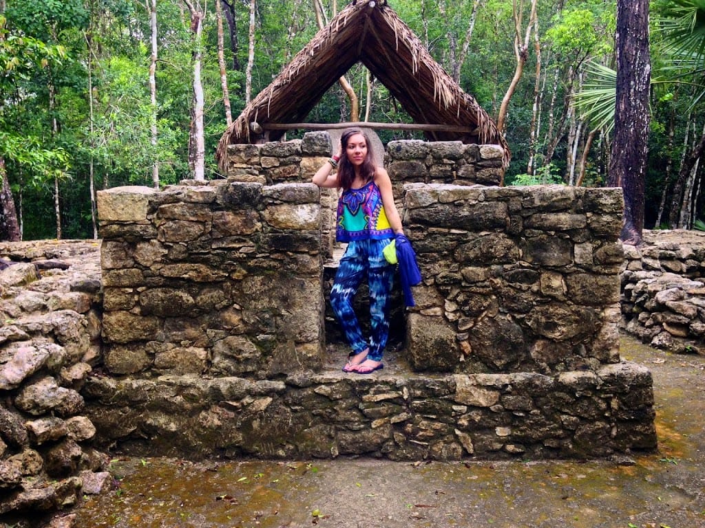 wearing harem pants in Coba Ruins Mexico
