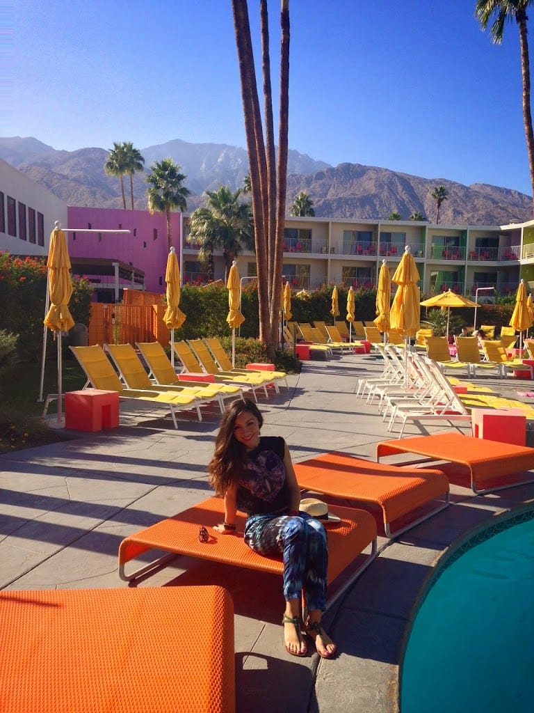 Wearing harem pants in Saguaro Palm Springs