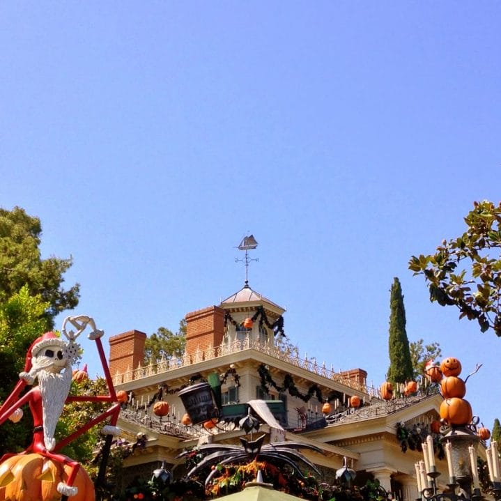 Haunted Mansion decorated for Halloween for Disneyland Halloween Time