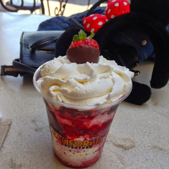 Strawberry Sundae from Ghirardelli in Disneyland California Adventure