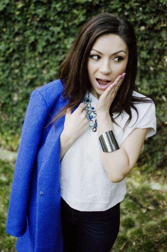 Fashion model being goofy and looking surprised