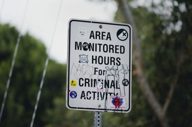 Criminal Activity Signs Suspension Bridge San Diego