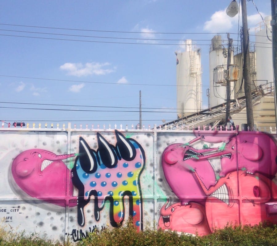 Pink monsters mural in Wynwood Walls, Miami