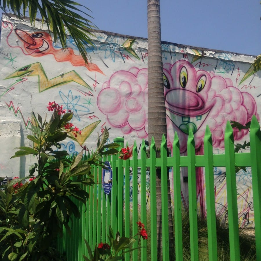 Kenny Scharf's fun cartoonish characters in Wynwood Walls Miami