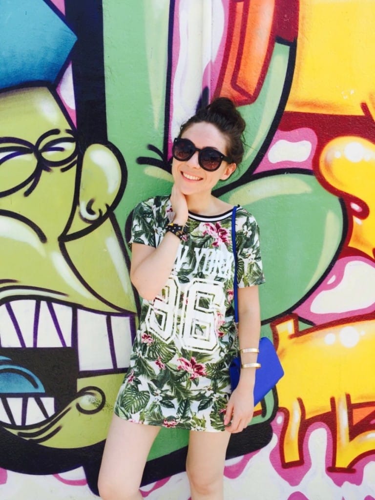 Cute colorful graffiti in Wynwood Walls, Miami