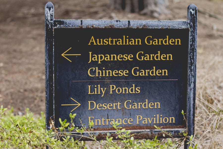 Garden signs at Huntington Library & Gardens