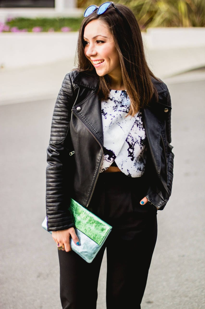 Crop Top By Kendall and Kylie at Topshop and Topshop metallic colorblock clutch
