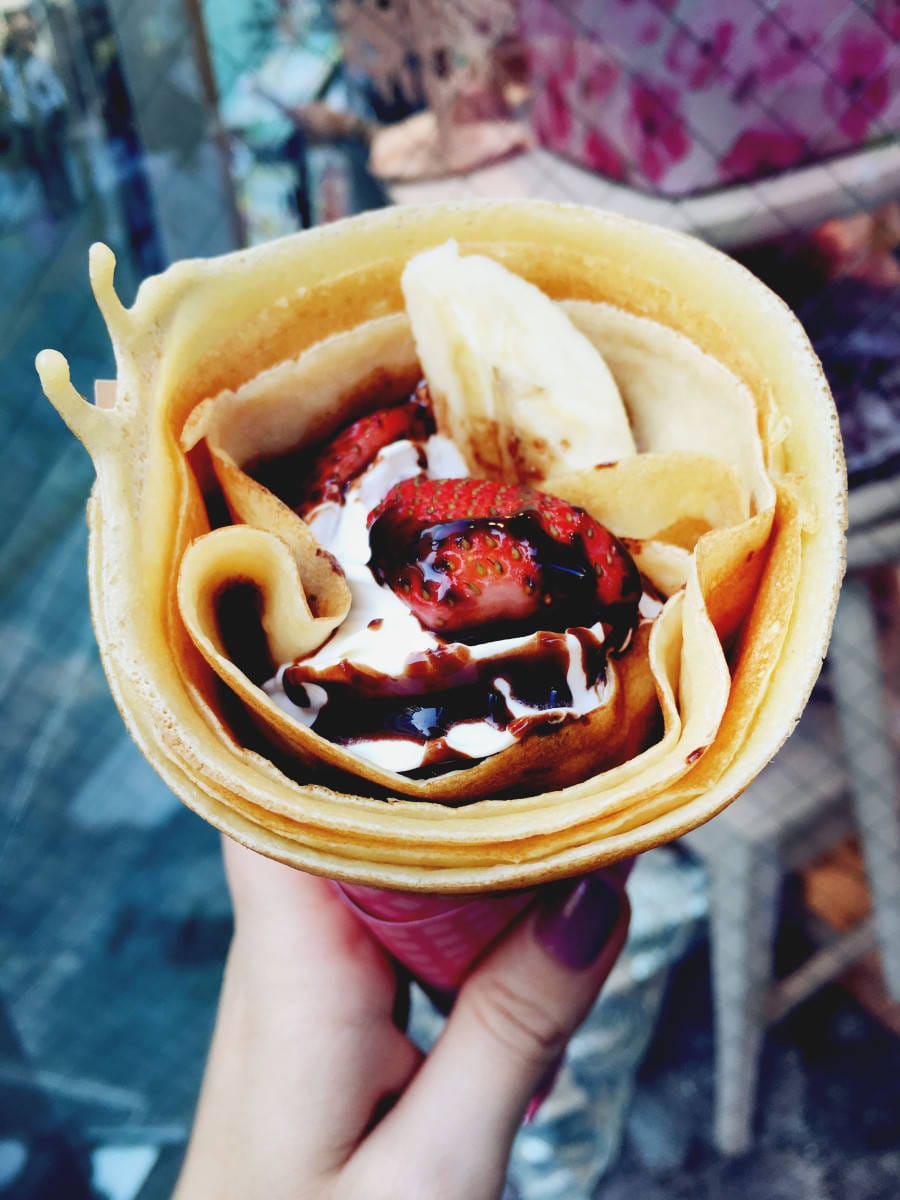 Shibuya strawberry banana icecream crepe