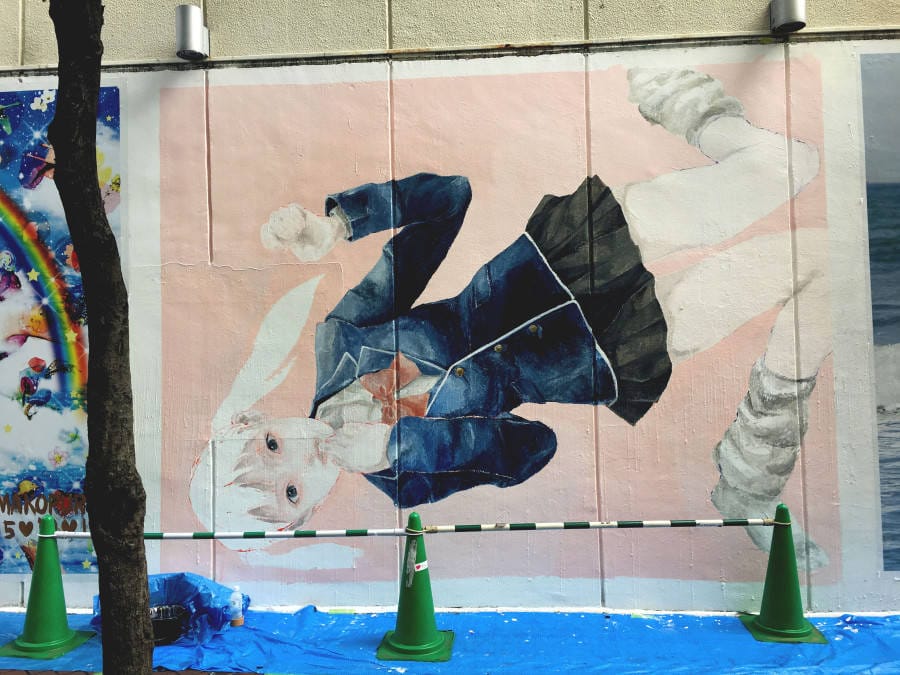 Shibuya street art graffiti school girl