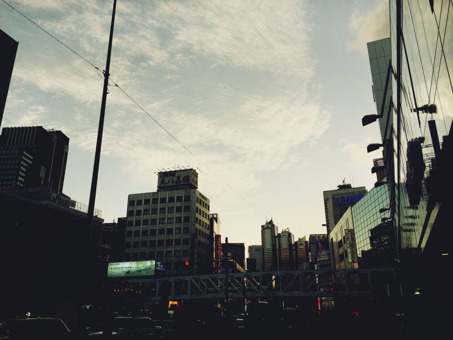 Shibuya view sky buildings clouds