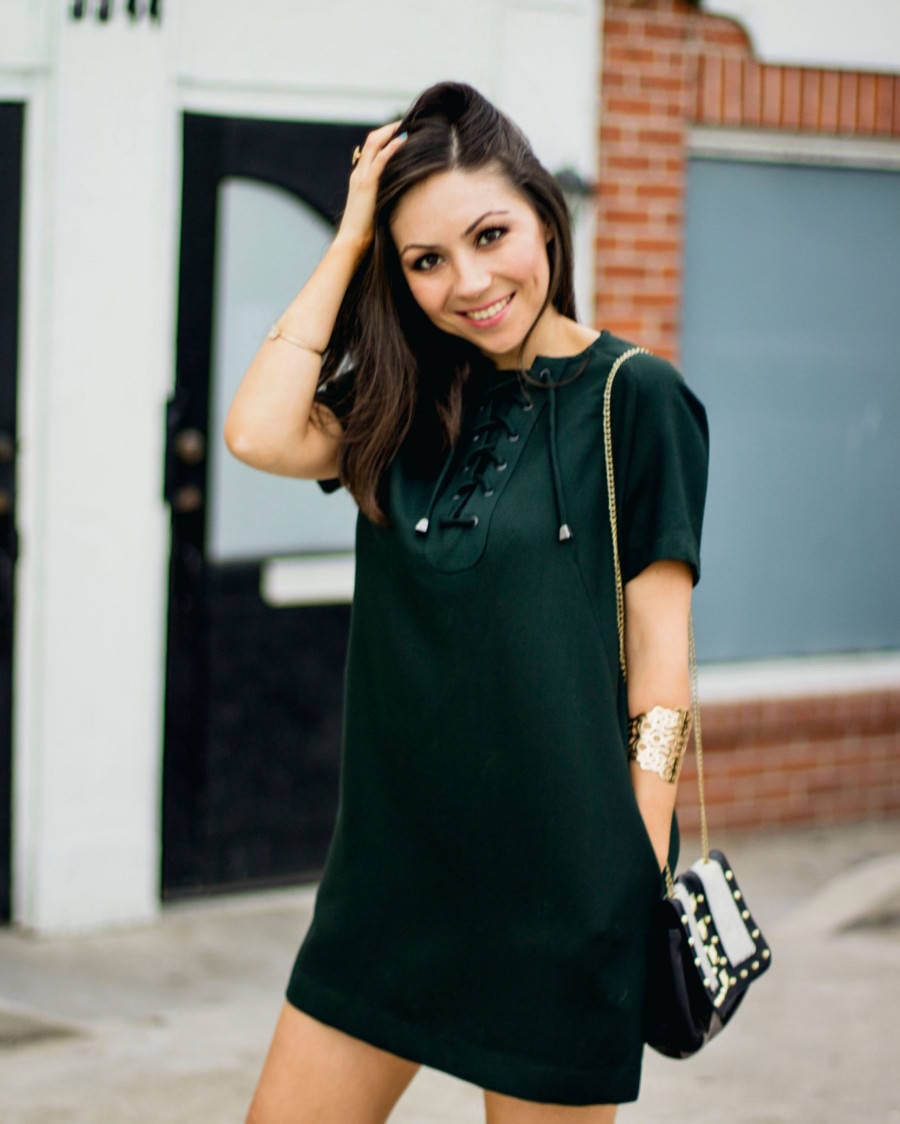 Topshop green mini shirtdress