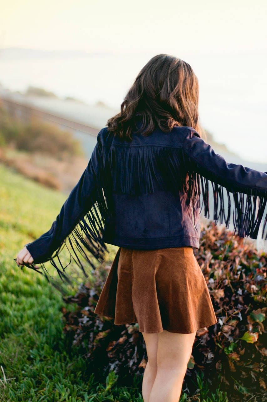 Topshop fringe suede jacket