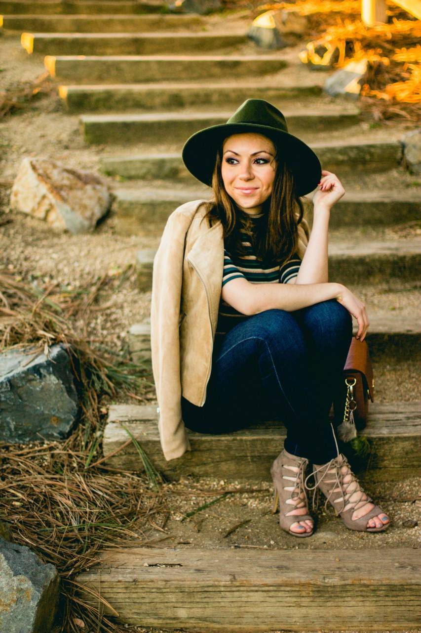H&M tan suede biker jacket