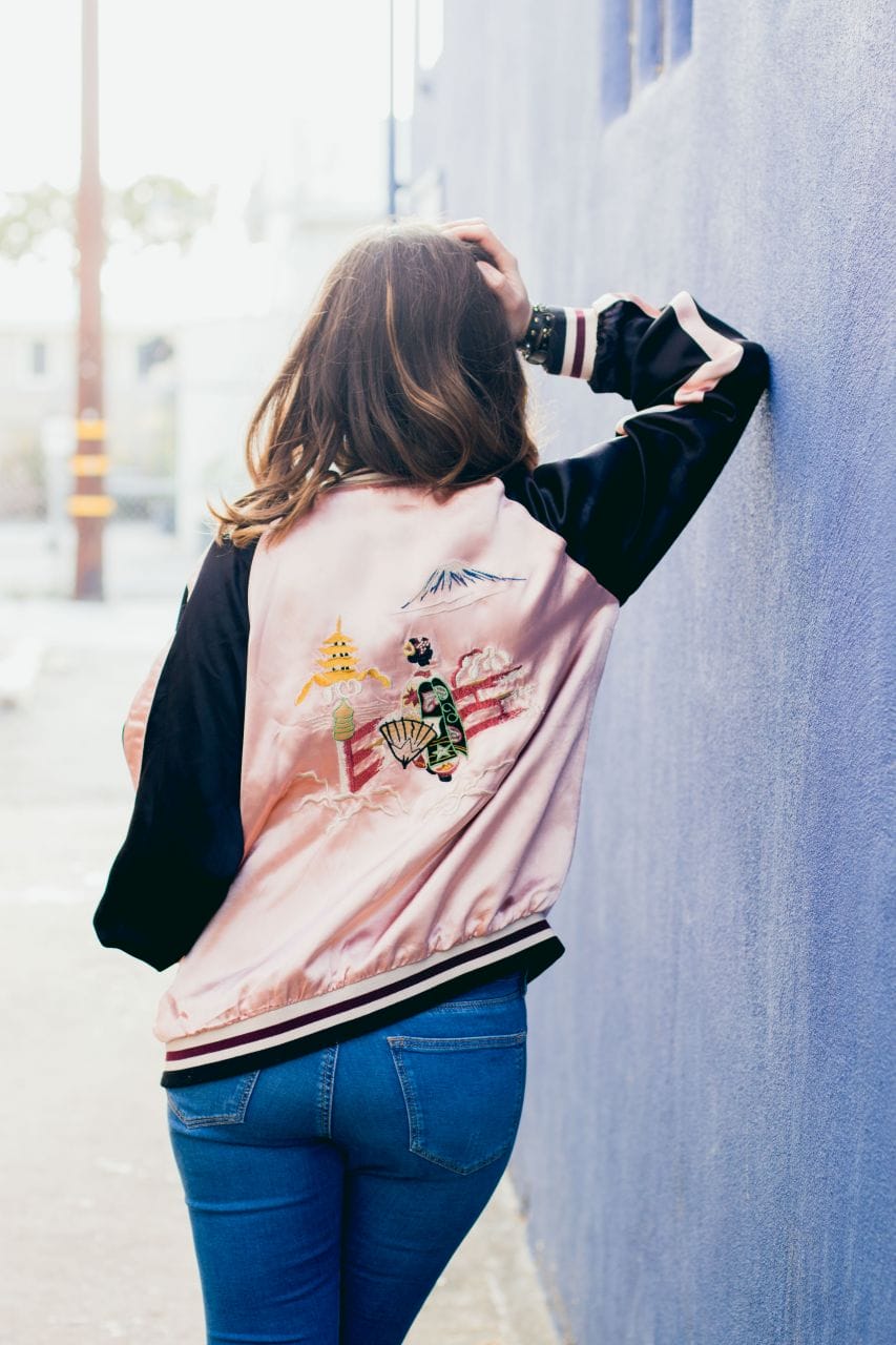Japanese kimono print bomber jacket from Zara