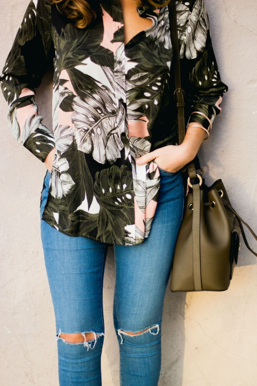 palm floral print oversize shirt