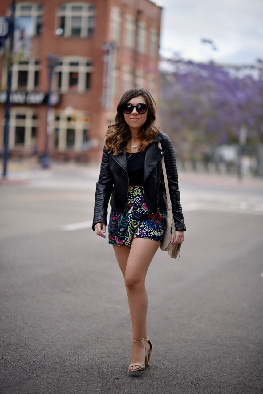 Street Style Style Blogger wearing print shorts