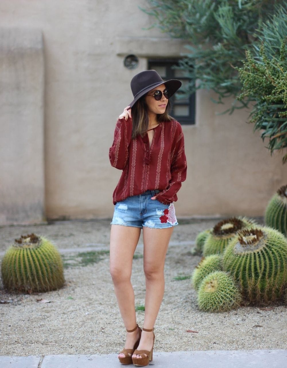 transition your style from summer to fall with denim Zara cutoffs and Mango linen top