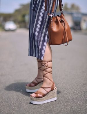 Forever 21 bucket bag and lace-up espadrilles