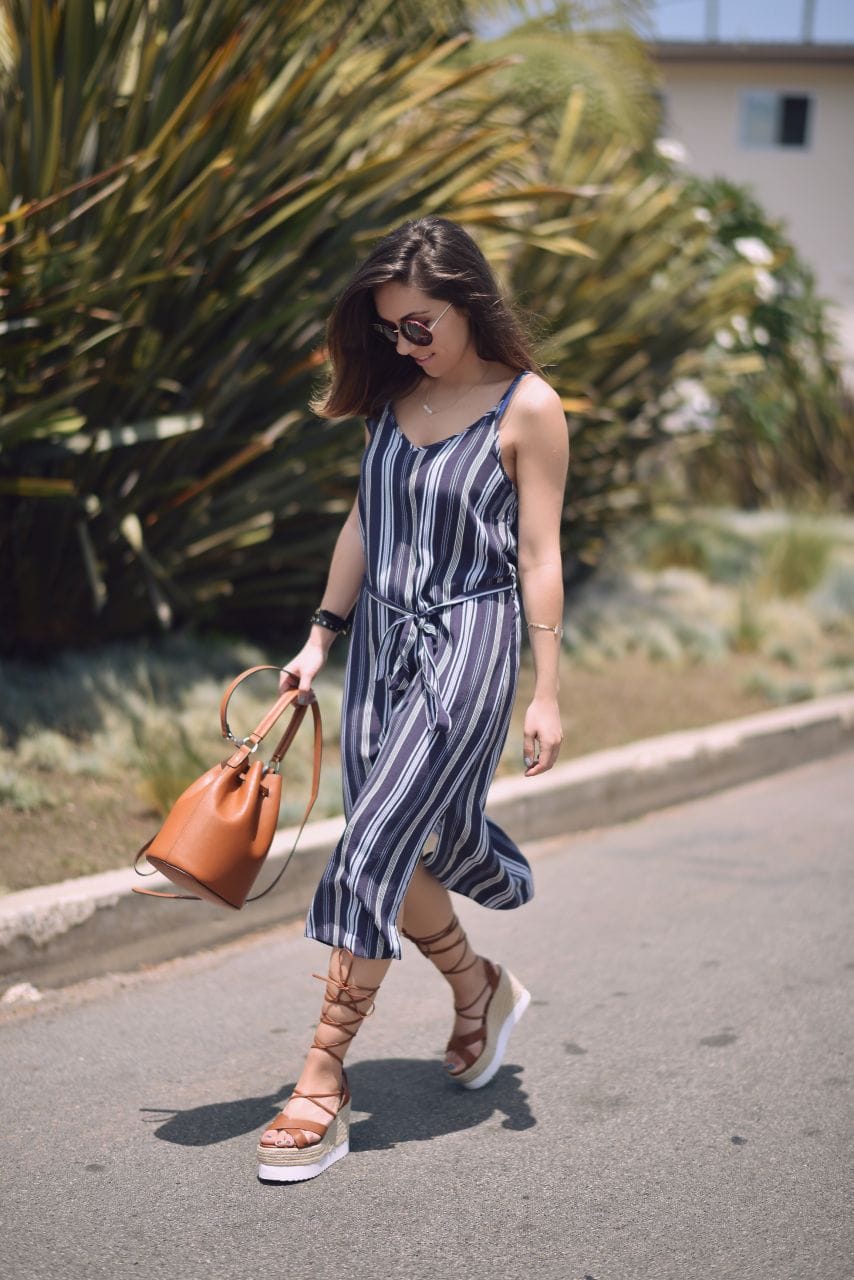 How to wear: Midi stripe dress and lace-up espadrille wedges - Style with  Nihan
