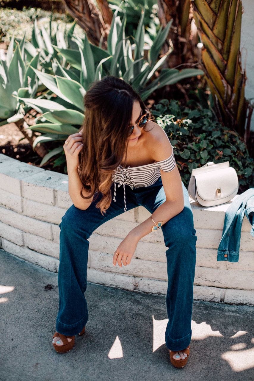 How to style 70's style denim look with a crop top