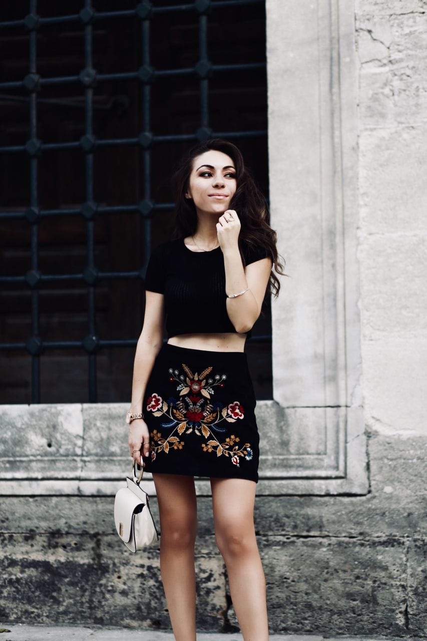 Topshop Floral Embroidered Skirt in Historic Istanbul - Style with Nihan