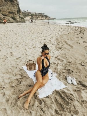 Polka Dot Swimsuit and White Sneakers in Laguna Beach ft. River Island_3