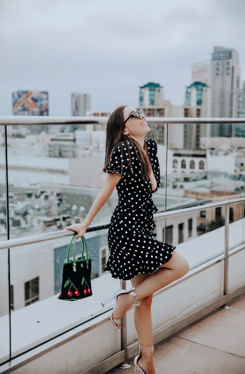 White polka dot dress clearance outfit