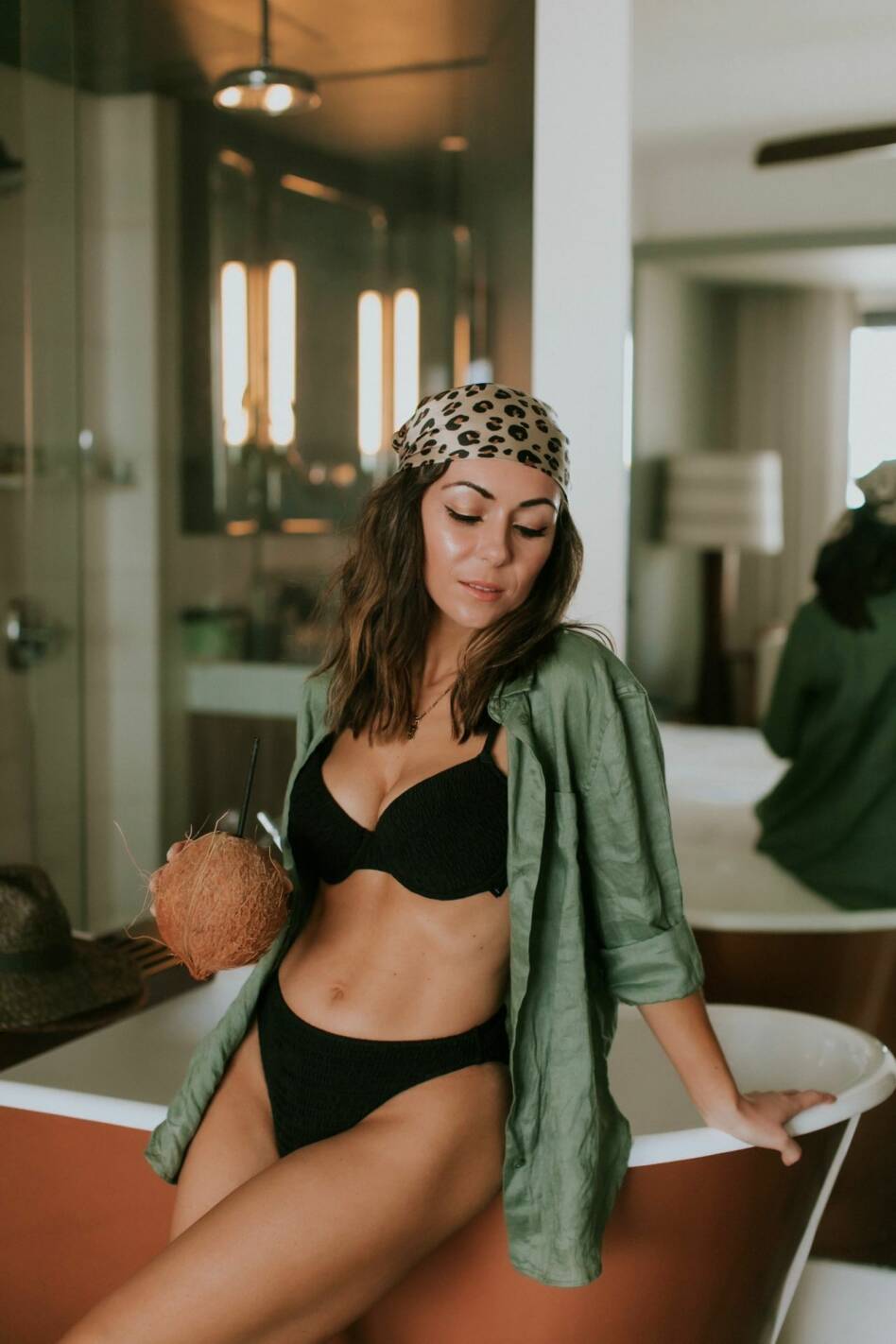 Style with Nihan HM black swimsuit Zara bandana Cape Hotel
